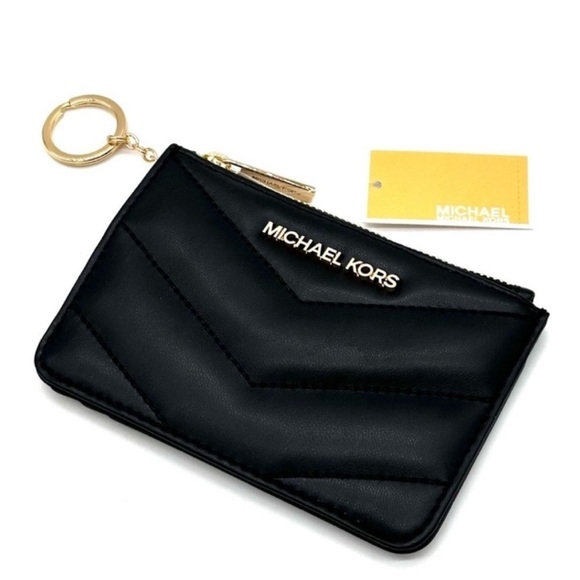 Michael Kors Jet Set Travel Small Top Zip Coin Pouch with ID Holder Black - Picture 2 of 8